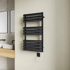Toasty Eden Matt Black Electric Heated Towel Rail with Heating Element