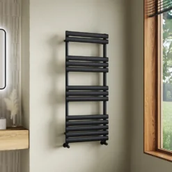 Toasty Eden Matt Black Heated Towel Rail