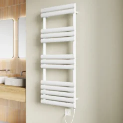 Toasty Eden Matt White Electric Heated Towel Rail with Heating Element