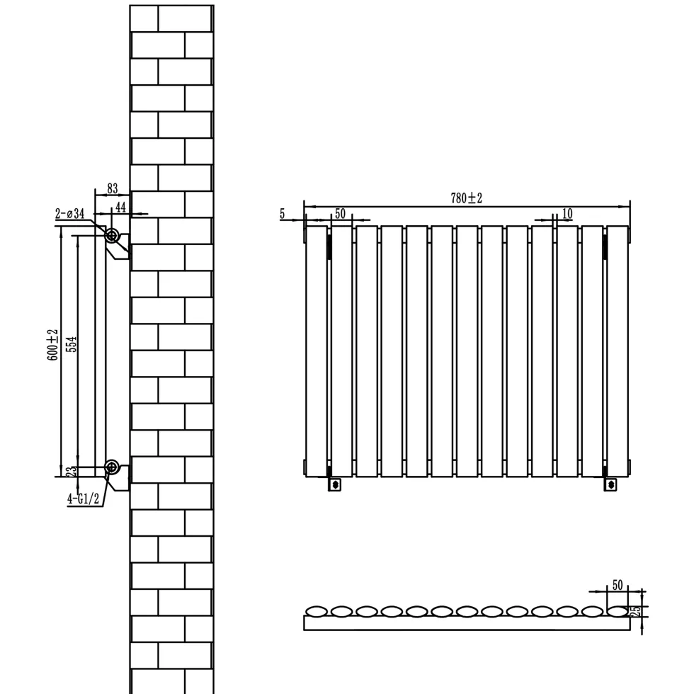 Toasty Ember Anthracite Oval Panel Horizontal Radiator
