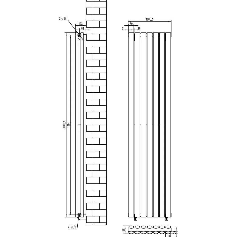 Toasty Ember White Oval Panel Vertical Radiator
