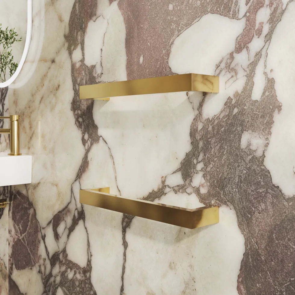 Toasty Flare Polished Brass Electric Heated Towel Rail
