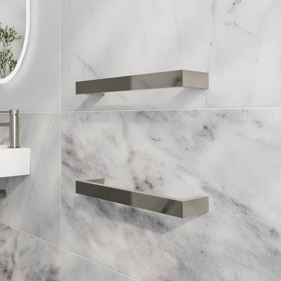 Toasty Flare Polished Stainless Steel Electric Heated Towel Rail