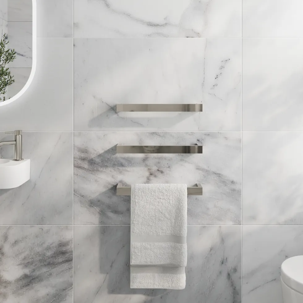 Toasty Flare Polished Stainless Steel Electric Heated Towel Rail