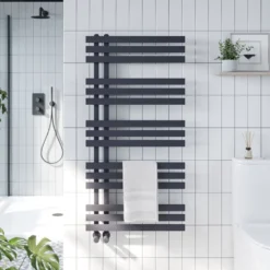 Toasty Flux Matt Carbon Anthracite Flat Panel Heated Towel Rail