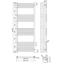 Toasty Glow Brushed Brass 22mm Heated Ladder Towel Rail