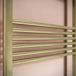 Toasty Glow Brushed Brass 22mm Heated Ladder Towel Rail