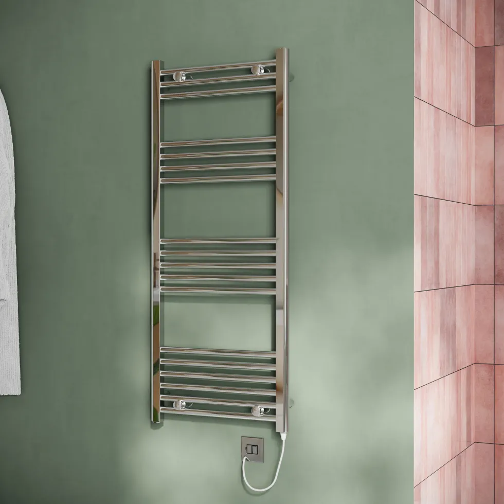 Toasty Glow Chrome 22mm Electric Heated Ladder Towel Rail with Heating Element