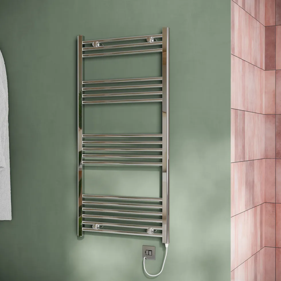 Toasty Glow Chrome 22mm Electric Heated Ladder Towel Rail with Heating Element