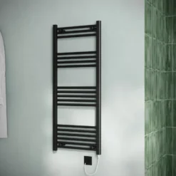 Toasty Glow Matt Black 22mm Electric Heated Ladder Towel Rail with Heating Element