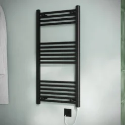 Toasty Glow Matt Black 22mm Electric Heated Ladder Towel Rail with Heating Element