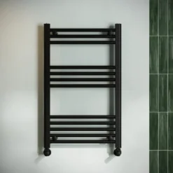 Toasty Glow Matt Black 22mm Heated Ladder Towel Rail
