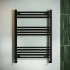Toasty Glow Matt Black 22mm Heated Ladder Towel Rail