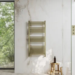 Toasty Glow Premium Brushed Brass 25mm Heated Towel Rail