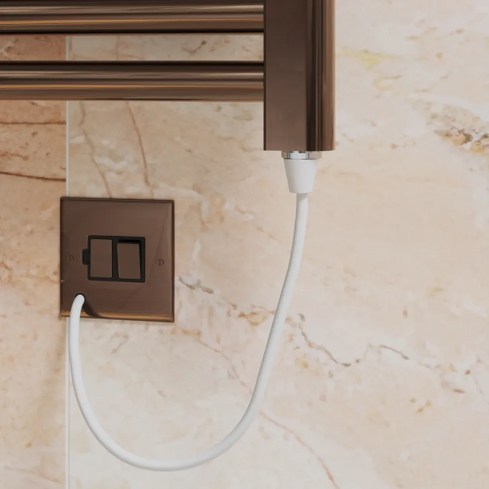 Toasty Glow Premium Brushed Bronze 25mm Electric Heated Towel Rail with Heating Element