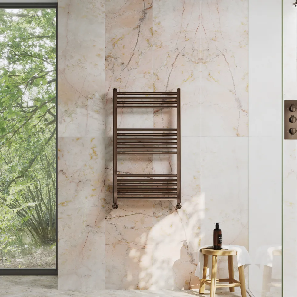 Toasty Glow Premium Brushed Bronze 25mm Heated Towel Rail