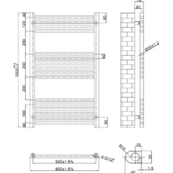 Toasty Glow Premium Brushed Bronze 25mm Heated Towel Rail