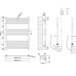 Toasty Glow Premium Chrome 25mm Electric Heated Towel Rail with Heating Element