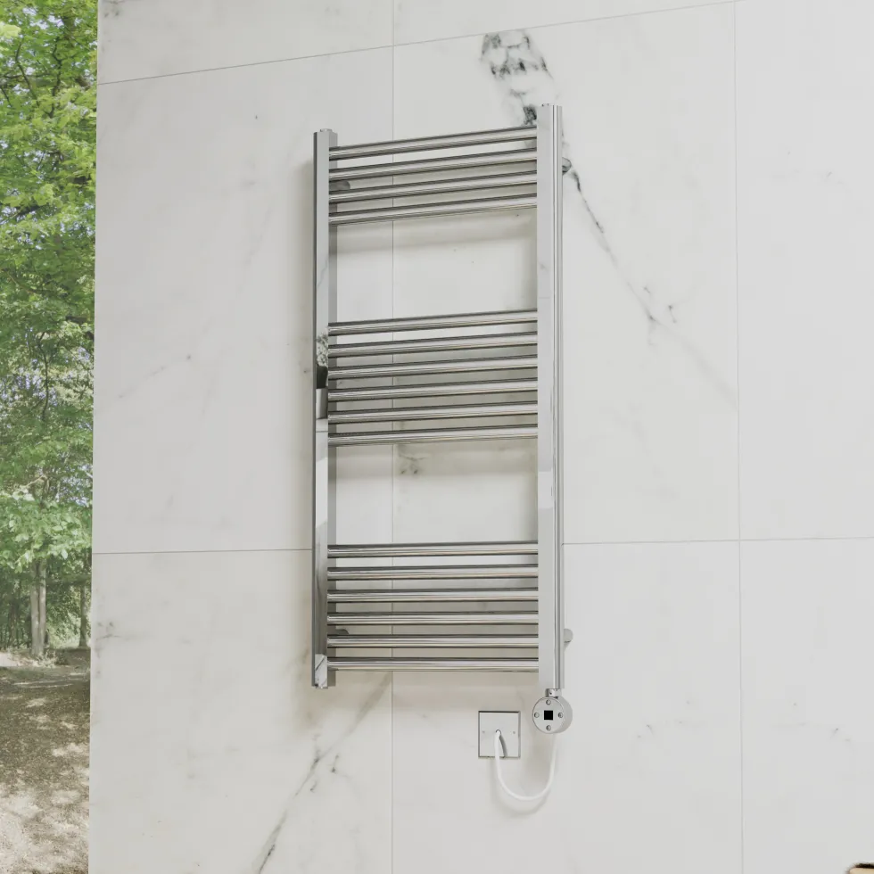 Toasty Glow Premium Chrome 25mm Electric Heated Towel Rail with Heating Element