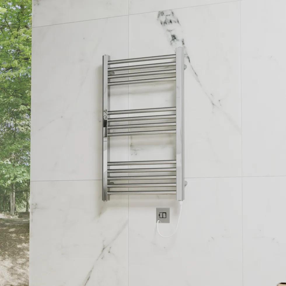 Toasty Glow Premium Chrome 25mm Electric Heated Towel Rail with Heating Element
