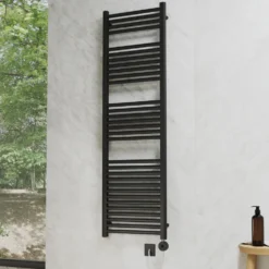 Toasty Glow Premium Matt Black 25mm Electric Heated Towel Rail with Heating Element