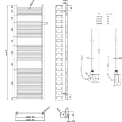 Toasty Glow Premium Matt Black 25mm Electric Heated Towel Rail with Heating Element