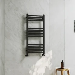 Toasty Glow Premium Matt Black 25mm Heated Towel Rail