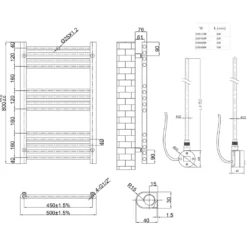Toasty Glow Premium Matt White 25mm Electric Heated Towel Rail with Heating Element