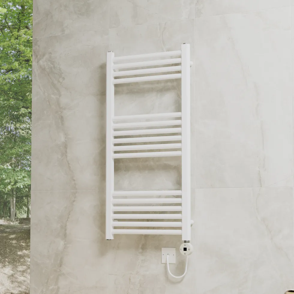 Toasty Glow Premium Matt White 25mm Electric Heated Towel Rail with Heating Element