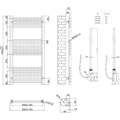 Toasty Glow Premium Matt White 25mm Electric Heated Towel Rail with Heating Element
