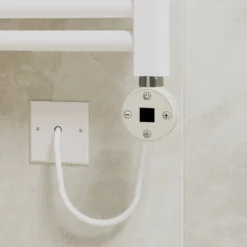 Toasty Glow Premium Matt White 25mm Electric Heated Towel Rail with Heating Element