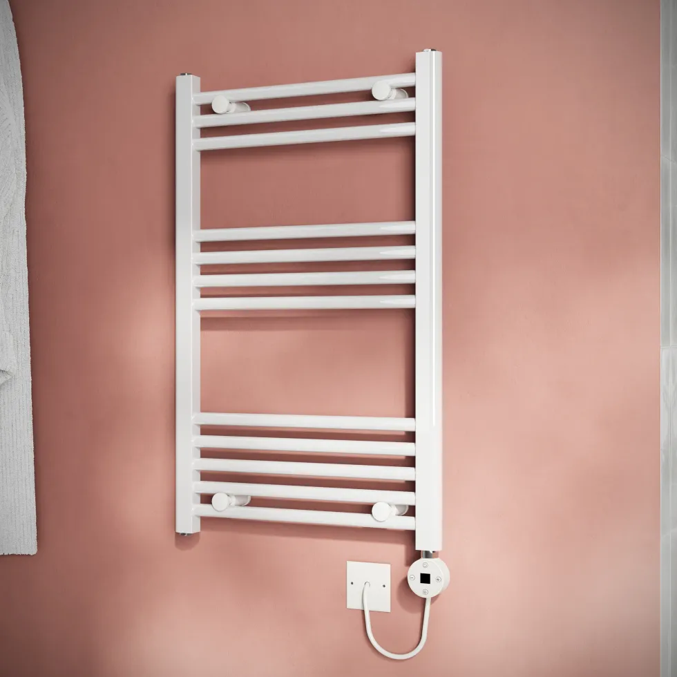Toasty Glow White 22mm Electric Heated Ladder Towel Rail with Heating Element