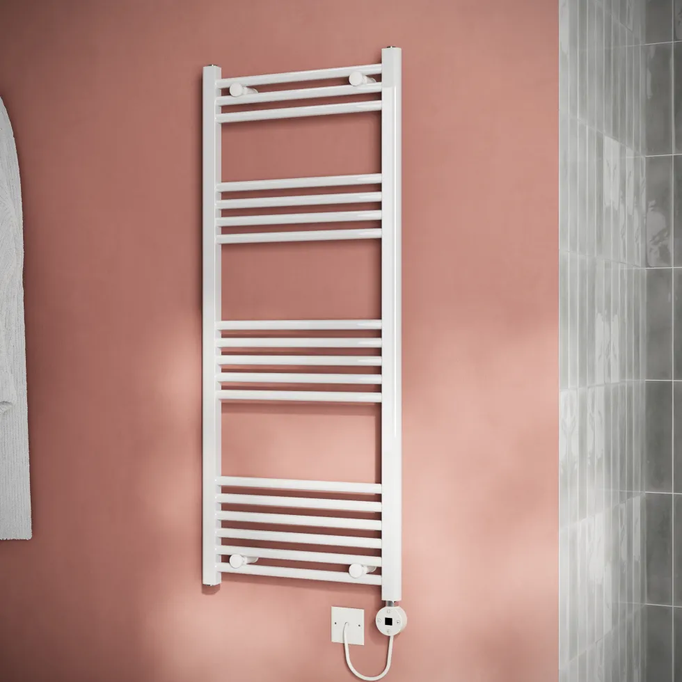 Toasty Glow White 22mm Electric Heated Ladder Towel Rail with Heating Element
