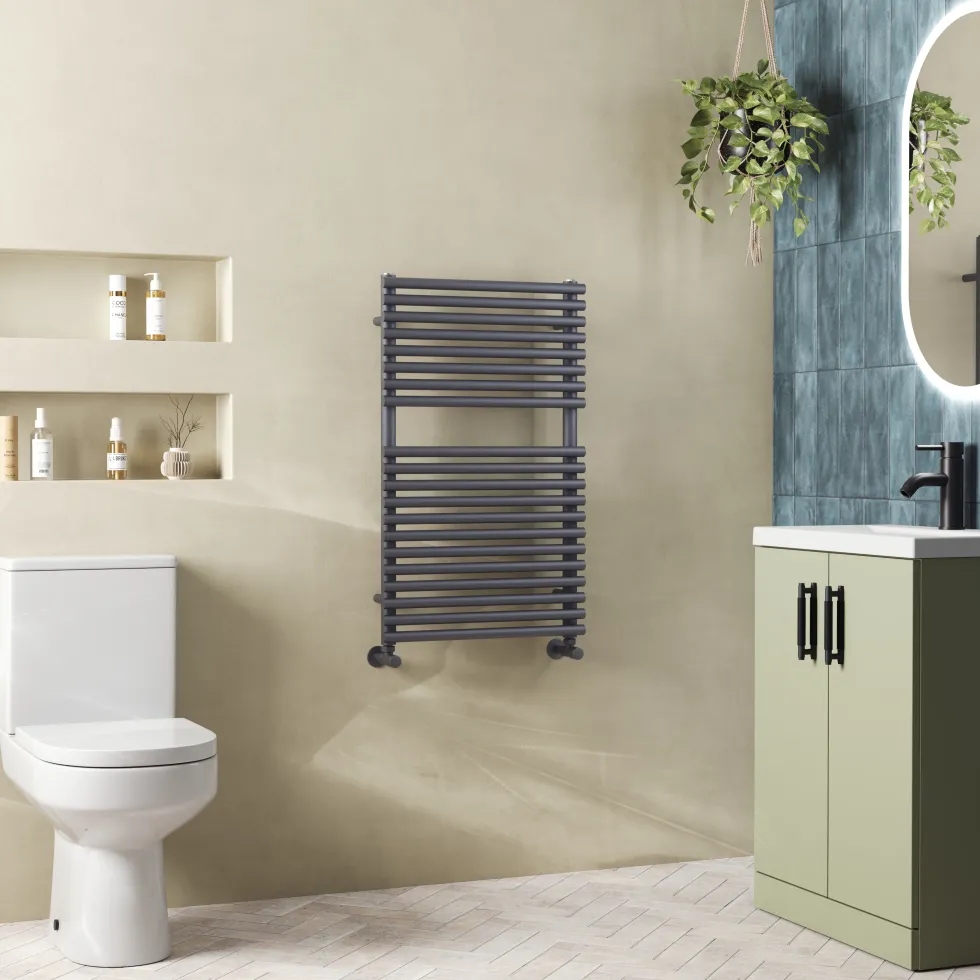Toasty Halo Anthracite Bar on Bar Heated Towel Rail