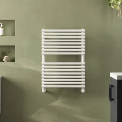 Toasty Halo Matt White Bar on Bar Heated Towel Rail
