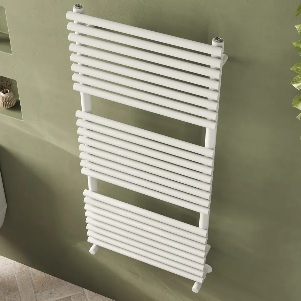 Toasty Halo Matt White Bar on Bar Heated Towel Rail
