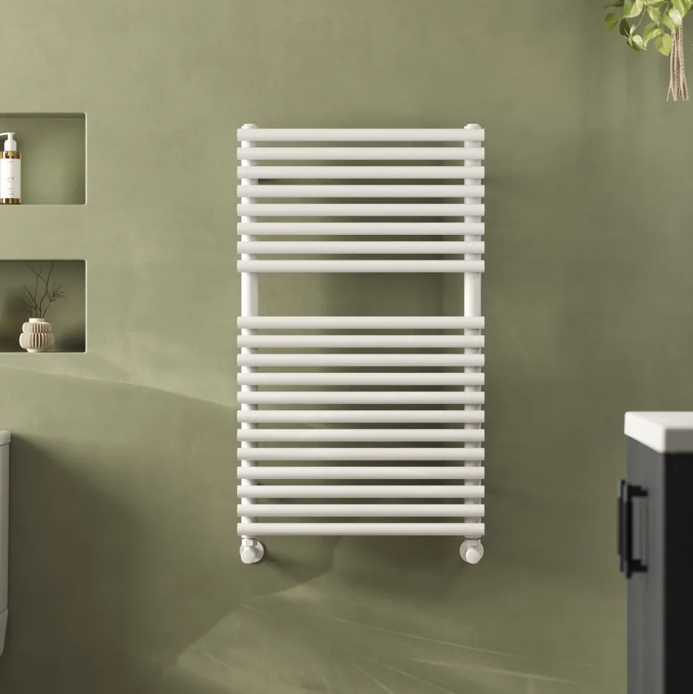 Toasty Halo Matt White Bar on Bar Heated Towel Rail