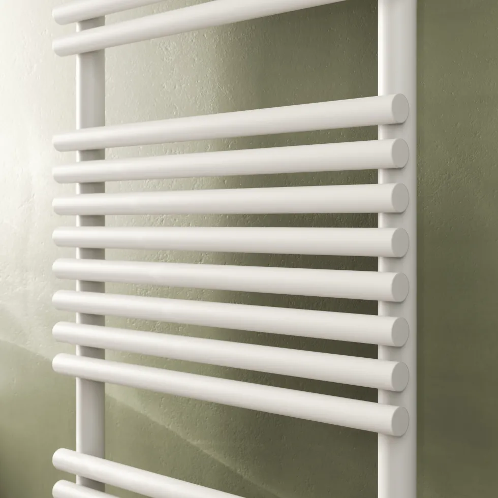 Toasty Halo Matt White Bar on Bar Heated Towel Rail