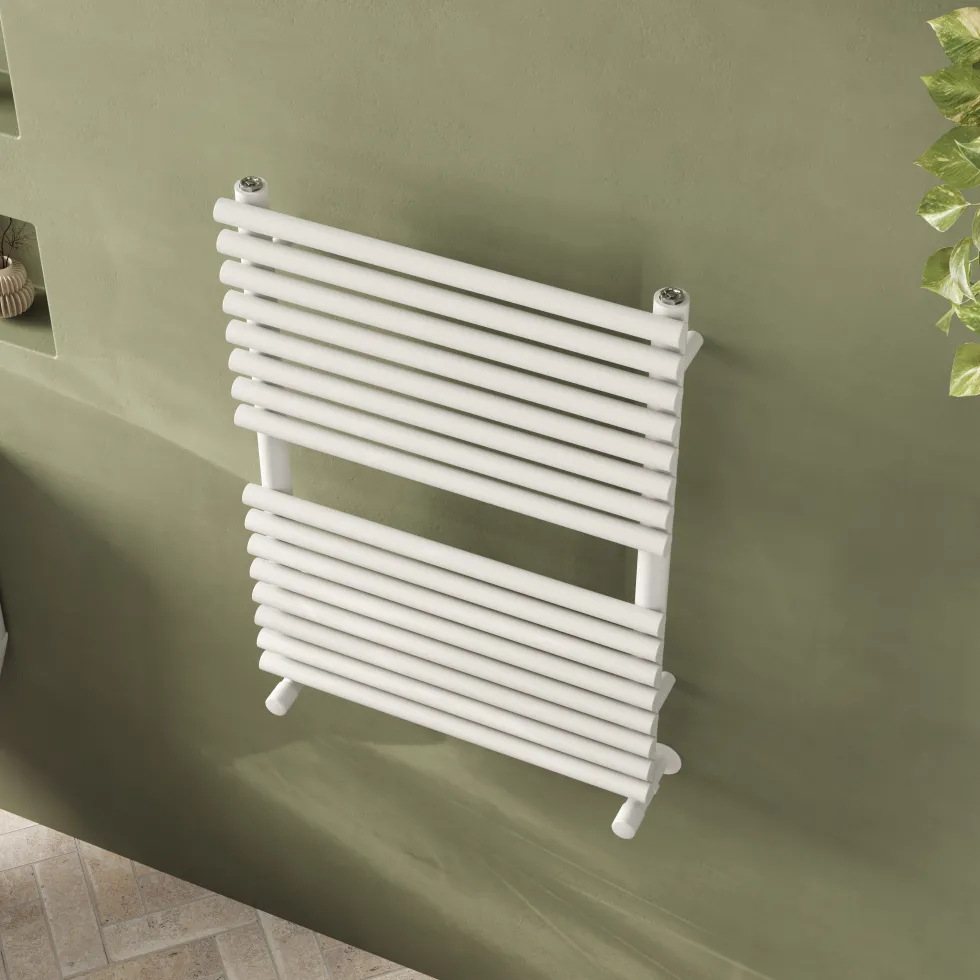 Toasty Halo Matt White Bar on Bar Heated Towel Rail