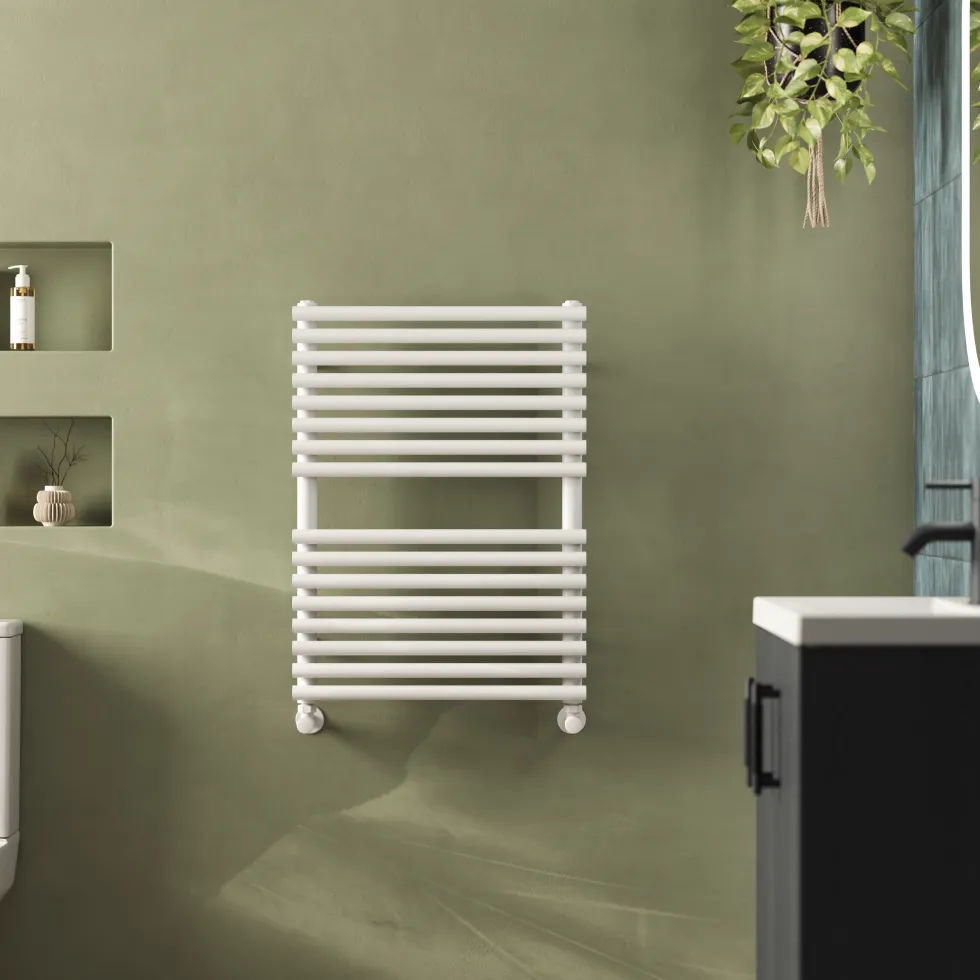 Toasty Halo Matt White Bar on Bar Heated Towel Rail