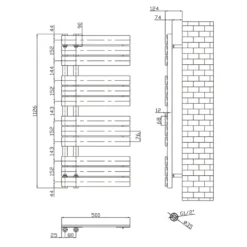 Toasty Haven Anthracite Flat Panel Offset Heated Towel Rail