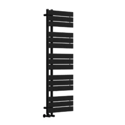 Toasty Haven Matt Black Flat Panel Offset Heated Towel Rail - 1290 x 500mm