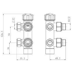 Toasty H-Block Thermostatic Chrome Twin Valve