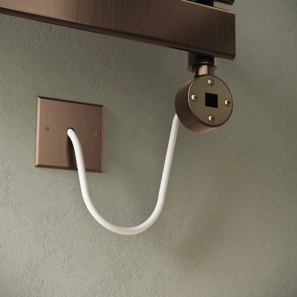 Toasty Hush Brushed Bronze Electric Flat Panel Heated Towel Rail with Heating Element