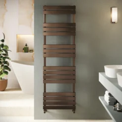 Toasty Hush Brushed Bronze Flat Panel Heated Towel Rail