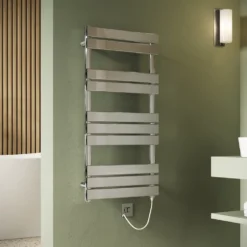 Toasty Hush Chrome Electric Flat Panel Heated Towel Rail with Heating Element