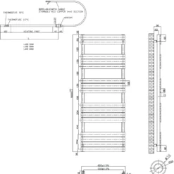 Toasty Hush Matt Black Electric Flat Panel Heated Towel Rail with Heating Element