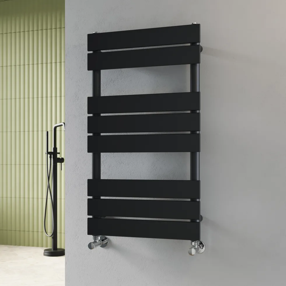 Toasty Hush Matt Black Flat Panel Heated Towel Rail