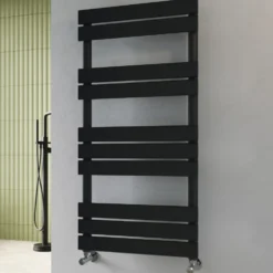 Toasty Hush Matt Black Flat Panel Heated Towel Rail