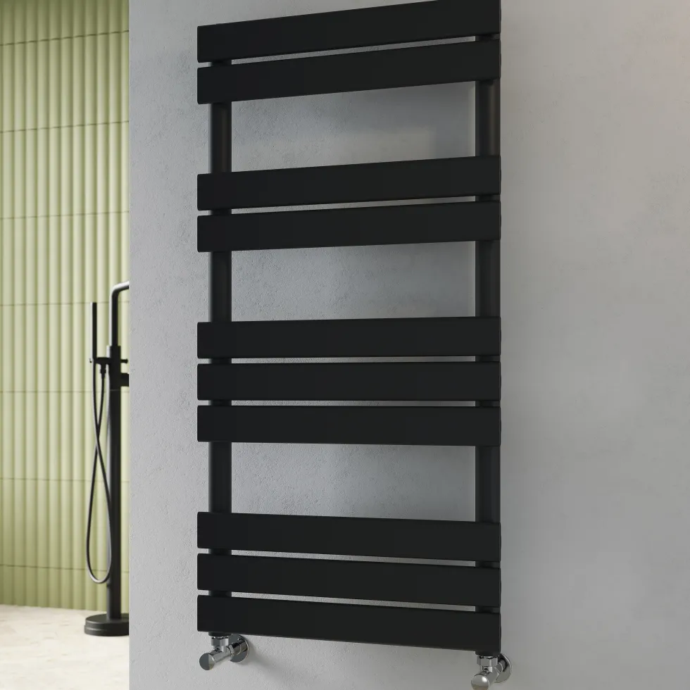 Toasty Hush Matt Black Flat Panel Heated Towel Rail
